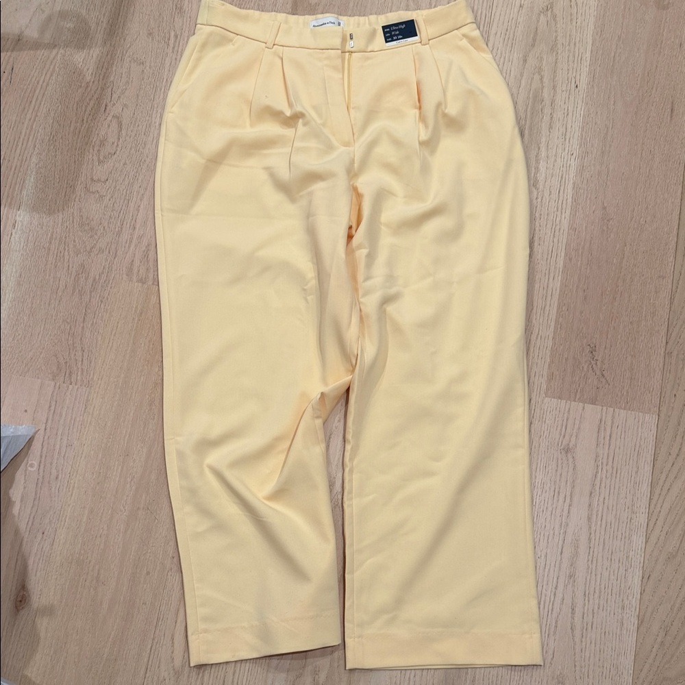 Abercrombie & Fitch Cream Wide-Leg Trousers